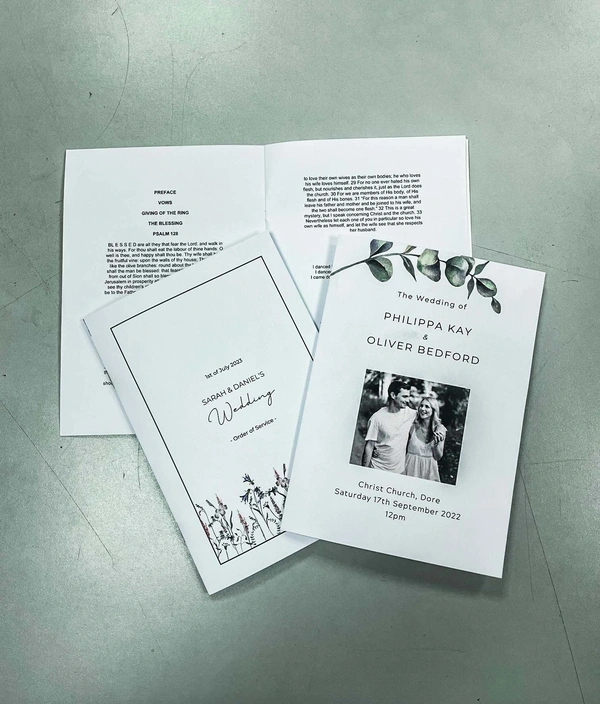  Wedding Order Of Service Temple Printing